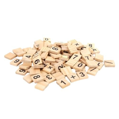 Scrabble-Kacheln, 200 Stück, Holz-Zahlenplättchen, Zahlenblock, Zahlenwürfel, Holz-Zahlenrätsel, Blöcke, Zahlen und Symbole, 0–9 Kinder, Lernspiel, Spielzeug ﻿ von Beufee