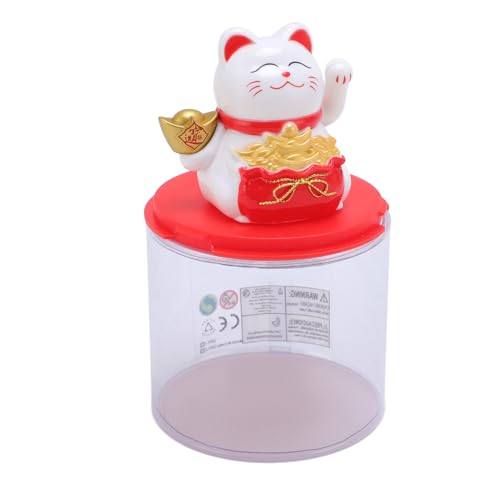 Bewinner Feng Shui Glückskatze, Solarbetriebene Winkearm-Begrüßungskatze, Winkende Maneki-Neko-Dekoration, Glückskatze oder Geschäfte, Restaurants, Wohnzimmer (White) von Bewinner