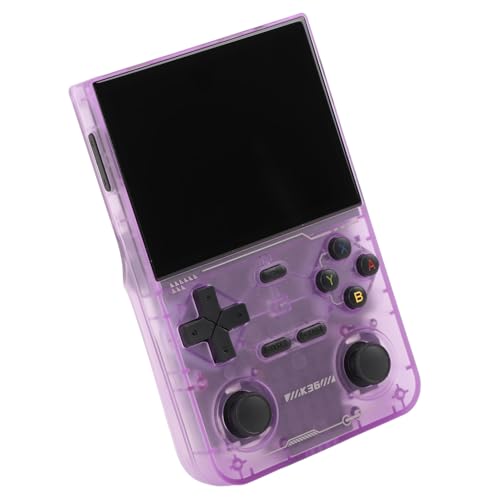 Bewinner K36 Handheld-Spielekonsole, Retro-Handheld-Videospielkonsolen Open Source, Unterstützt Zwei Spieler, 3,5-Zoll-IPS-HD-Bildschirm, 3500 MAh (Purple) von Bewinner