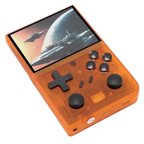 Bewinner R36S Retro-Handspielkonsole, 640 X 480, 3,5-Zoll-IPS-Bildschirm, Open-Source-Spielekonsole mit 64 GB, Zwei 3D-Joysticks, Tragbare Videospielkonsole (ORANGE) von Bewinner