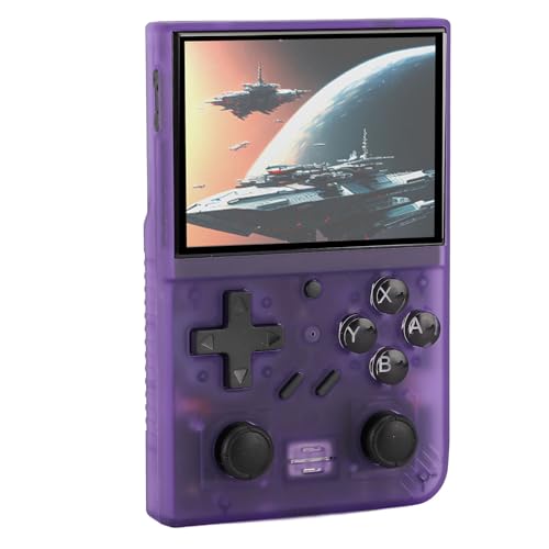 Bewinner R36S Retro-Handspielkonsole, 640 X 480, 3,5-Zoll-IPS-Bildschirm, Open-Source-Spielekonsole mit 64 GB, Zwei 3D-Joysticks, Tragbare Videospielkonsole (Violet) von Bewinner