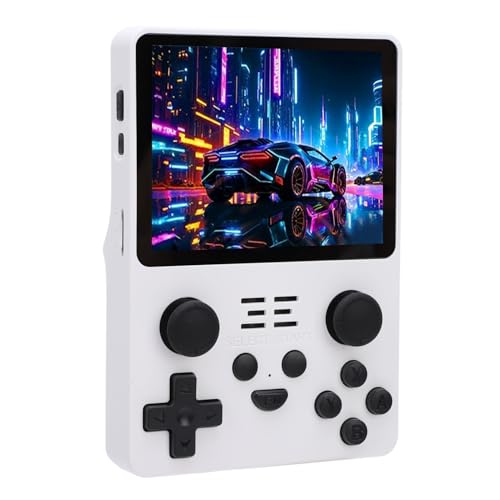 Bewinner Retro Handspielkonsole RGB20S – 3,5-Zoll-Bildschirm, HD-WLAN, Retro-Spielekonsole mit 2500 Klassischen Spielen und 3500 MAh Akku für Linux-System (16 GB + 128 GB) (White) von Bewinner