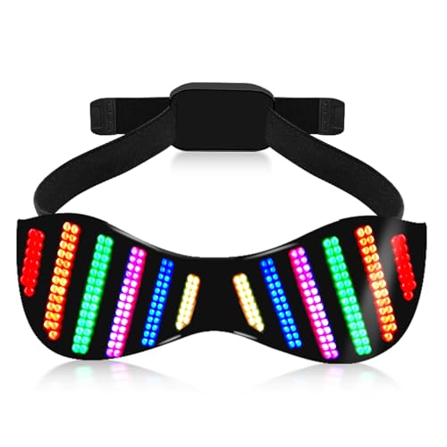 Cooles Design LED-Brille für Helloween-Party, Bluetooth programmierbare leuchtende Brille, Party-Neonbrille mit Anti-Fall-Stirnband für iOS, Android und PC von Bewinner