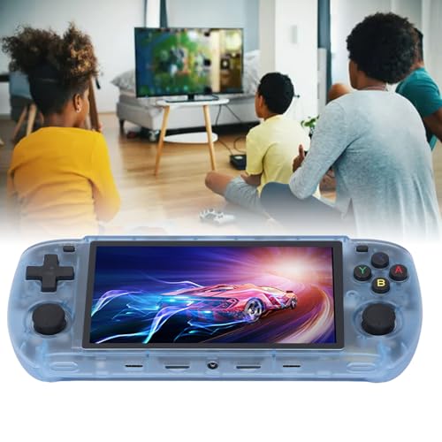 Handheld-Emulator Open Source, Retro-Handheld-Spielekonsole, Handheld-Spielekonsole – 5-Zoll-IPS-HD-Display, Dual-Player-Unterstützung für Heimreisen (blau) (16G+128G) von Bewinner