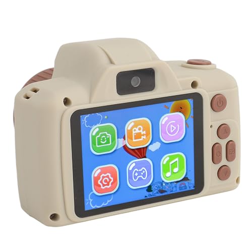 Kinderkamera, Digitale Videokamera für Kinder, Kleinkindkamera mit Zwei Kameras, 8-fachem Digitalzoom, 2,4-Zoll-IPS-Bildschirm, Fallfestigkeit für 3–12 Jahre (Beige) von Bewinner