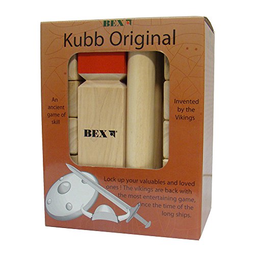 Bex 518-011-1 - Wikingerspiel Kubb Mini Original mit König, Wurf- und Schießspiel, rot von Bex