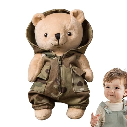 Ausgestopfter Bär,Bär Stofftier - Niedlicher Camouflage-Plüschbär 7,87 Zoll | Abnehmbares Sammelkissen, Kuscheltier-Raumdekoration, Auto-Innendekoration für Kinder und Erwachsene von Bexdug