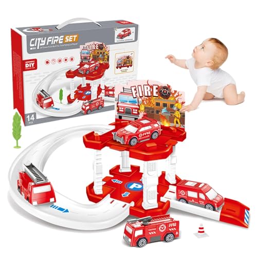 Auto-Track-Spielzeug – Interaktives Spielzeug, Auto-Track-Set, Rennstrecke, Lernspielzeug, Stadtparkplatz, Spielset, Lernspiele, Auto-Spielzeug für Kinder ab 3 Jahren von Bexdug