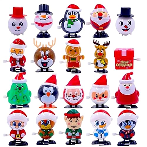 Bexdug 20 Stück Christmas Wind-Up Toy, 2025 Small Items for Advent Calendar Wind-Up Toy, Wind Up Toy Christmas, Wind Up Spring Toy, Advent Calendar Filling for Christmas Stockings von Bexdug