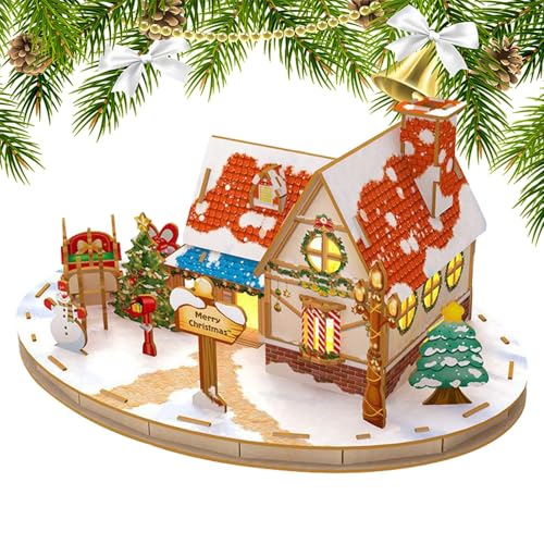 Bexdug 3D-Puzzles Haus, Weihnachtsdorf 3D-Puzzle | 3D-Weihnachtspuzzle - Lernspielzeug für Kinder, Tiny House Kit, Weihnachtsdekoration, Tischdekoration von Bexdug