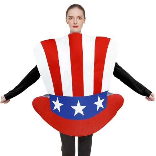 Bexdug 4. Juli Kostüm, 4. Juli Patriotisches Kostüm - Rot-weiß-blaues patriotisches Kostüm - Lustiges Unabhängigkeitstag-Outfit, Bühnenkostüm für Damen und Herren von Bexdug