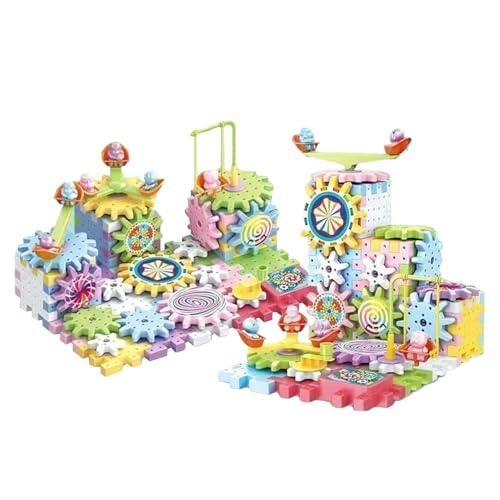 Bexdug 83Pack Gear Toys Ineinandergreifende Bausteine, d iy Elektrogetriebe-Bausteinspielzeug, Getriebebau-Spielzeugset, pädagogisches Vorbau-Elektrogetriebe-Blöcke-Spielzeug von Bexdug