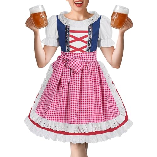 Bexdug Bayernisches Bierkleid, Mädchen, bayerisches Beer Festivalkleid, weiches Dirndlkleid, Kostüme für Freunde, Familie, Mädchen von Bexdug