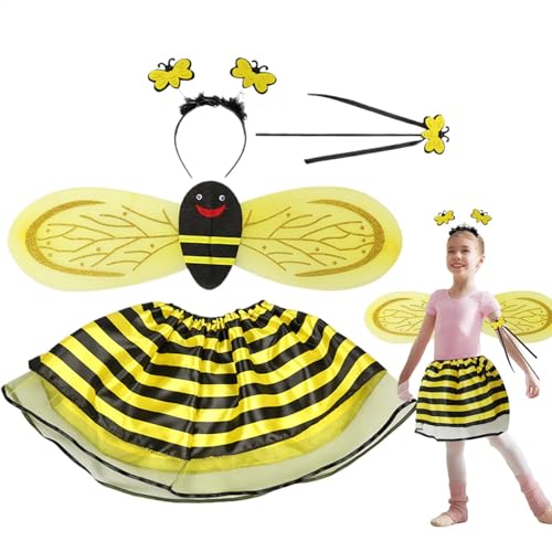 Bexdug Bienenrock Kinder - Prinzessin Kleidung mit Wings Stirnband | Halloween Accessoires, Cartoon -Kostüm -Set für Kinder Mädchen von Bexdug