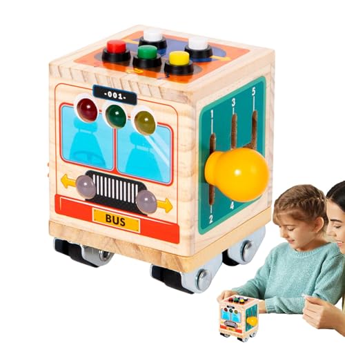 Bexdug Busy Cube, Busy Cube für Kinder | Bus Design Busy Box,Interaktives Reisespielzeug zur Entwicklung der Feinmotorik, pädagogisches Lernspielzeug für und Mädchen ab 3 Jahren von Bexdug