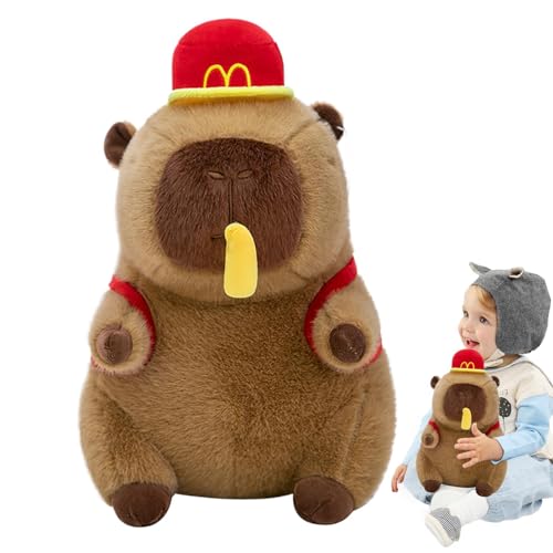 Bexdug Capybara-Kuscheltiere, Capybara-Plüschpuppe | Gefülltes Capybara-Puppenspielzeug | Plüsch-Puppe im Pommes-Frites-Rucksack-Design für Couch, Schlafzimmer, Auto, Spielzimmer, Wohnzimmer von Bexdug