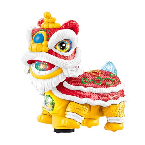 Bexdug Chinese Lion Dance Toys,Interactive Dancing Lion,Electric Swinging Lion Dance with Lights and Music, Lion Dance Toy, Lion Car Dashboard Ornaments von Bexdug