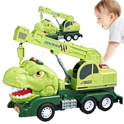 Bexdug Dinosaurier-LKW-Spielzeug, LKW-Spielzeug, Dinosaurier-Auto – Rückzieh-Auto, Jungen-Spielzeug, Lernspiele, Dino-Spielzeug, Dinosaurier-Transportwagen für Kinder ab 3 Jahren von Bexdug