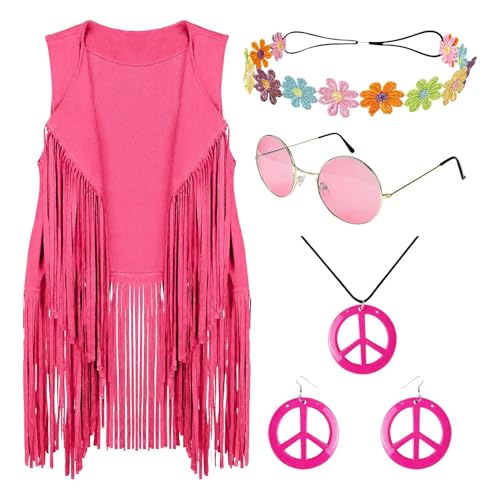 Bexdug Disco Outfits Hippie Accessoires | Weiches Hippie Kostüm Damen Kostüme | Hippie Accessoires mit Fransen Detail für Hippie-Partys Straßenfotografie Freizeitkleidung von Bexdug