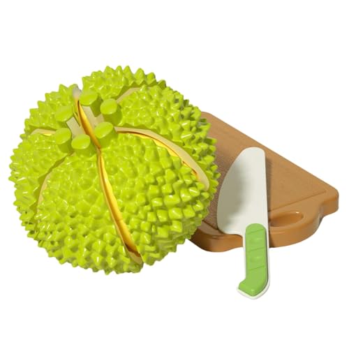 Bexdug Durian-Spielzeug,Durian-Spielset - Schneidebares Durian-Spielzeug für die Küche - Simulations-Durian-Spielzeug für Kinder ab 3 Jahren, interaktives Frühlern-Küchen-Durian mit Schneidebrett von Bexdug