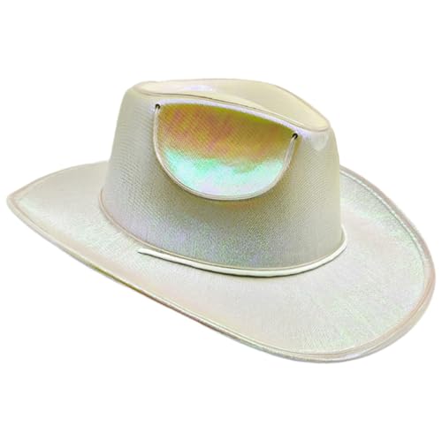 Bexdug Glitzernde Cowgirl-Hüte, neonfarbener Rancher-Hut, LED-Cowboyhut, leuchtender Cowboyhut, glitzernder Cowboyhut, leuchtender Cowboyhut, Disco-Leuchthut, Kostümzubehör für Damen und Herren von Bexdug