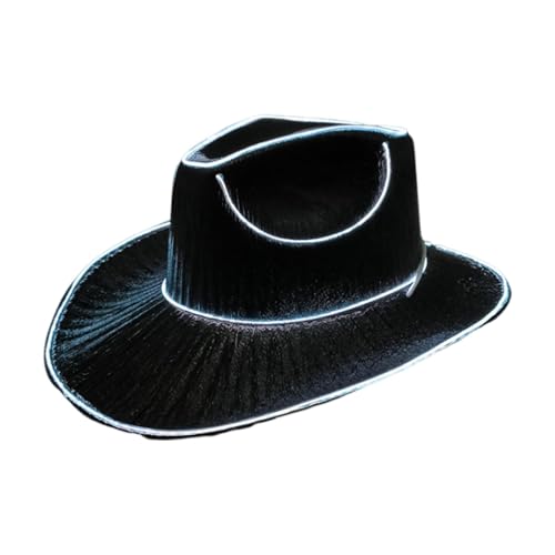 Bexdug Glitzernde Cowgirl-Hüte, neonfarbener Rancher-Hut, LED-Cowboyhut, leuchtender Cowboyhut, glitzernder Cowboyhut, leuchtender Cowboyhut, Disco-Leuchthut, Kostümzubehör für Damen und Herren von Bexdug