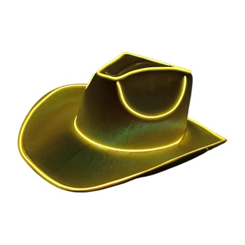 Bexdug Glitzernde Cowgirl-Hüte, neonfarbener Rancher-Hut, LED-Cowboyhut, leuchtender Cowboyhut, glitzernder Cowboyhut, leuchtender Cowboyhut, Disco-Leuchthut, Kostümzubehör für Damen und Herren von Bexdug