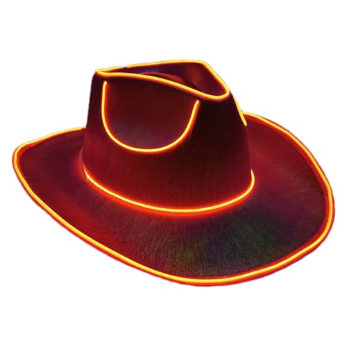 Bexdug Glitzernde Cowgirl-Hüte, neonfarbener Rancher-Hut, LED-Cowboyhut, leuchtender Cowboyhut, glitzernder Cowboyhut, leuchtender Cowboyhut, Disco-Leuchthut, Kostümzubehör für Damen und Herren von Bexdug