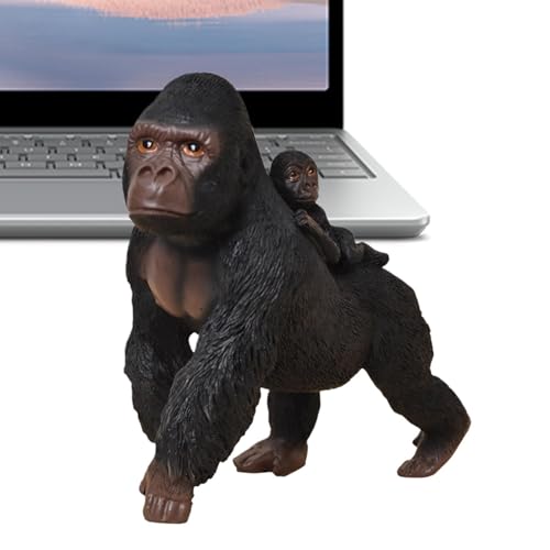 Bexdug Gorilla-Skulptur-Ornamente, Gorilla-Dekorationen aus Harz | 6,5-Zoll-Figurenstatuen, Harz-Gorilla-Desktop-Ornamente | Tierskulptur, realistisches Wildtier-Lernspielzeug für von Bexdug