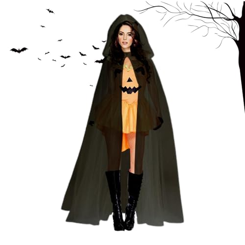 Bexdug Halloween Hooded Cape | Cloak Death Witch Mesh Long Cape | Wizard Cloak, Tulle Sheer Cape, Performance Costume For Adults And Teenagers von Bexdug