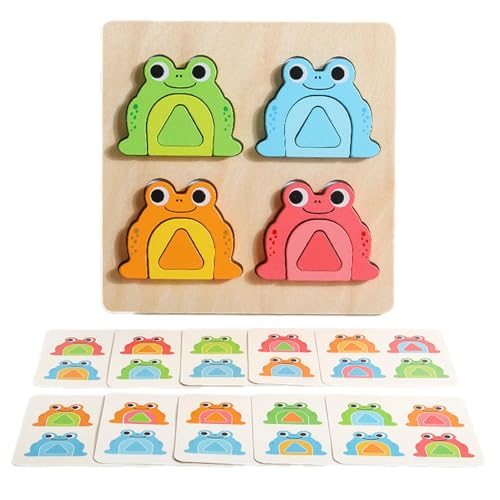 Bexdug Holz-Frosch-Puzzle,Frosch-Puzzles - Puzzlespielzeug mit 20 doppelseitigen Karten | Frosch-Puzzles, Puzzle-Aktivitätsbrett für Kinder im Vorschulalter von Bexdug