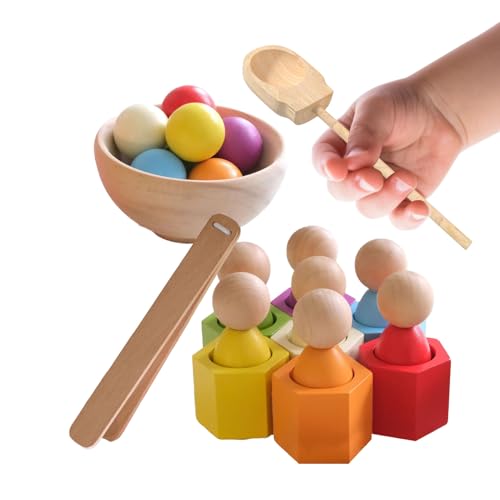 Bexdug Holz Regenbogen Kugel - Holz Farbensortierball mit Bechern,Motorik Transfer Aktivität Lernspielzeug Feinmotorik für Kindergarten Reisen Mädchen Bexdug Holz Regenbogen Kugel - Holz Farbensortierball mit Bechern,Motorik Transfer Aktivität Lernspielzeug Feinmotorik für Kindergarten Reisen Mädchen von Bexdug