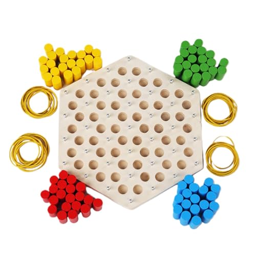 Bexdug Kettendreieck-Schachspiel, Kettendreieck-Spielset | Frühpädagogisches Puzzle-Brettspiel,Kettendreieck-Spielzeug, Gummiband-Kettendreieck-Spielbrett, Früherziehungs-Puzzle-Brettspiel für Mädchen von Bexdug