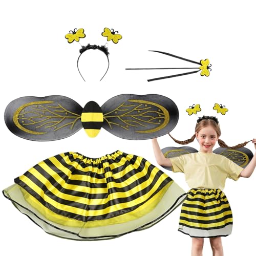 Bexdug Kid Bee Dress Up - Prinzessin Kleidung mit Flügelstadband, Halloween Accessoires, Cartoon Kostüm -Set für Kinder Mädchen von Bexdug