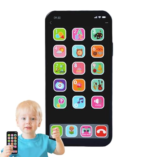 Bexdug Kinder-Handyspielzeug - Simuliertes Spieltelefon mit Touchscreen, Licht und Ton - Simuliertes interaktives Spielzeug, LED-Fake-Learning-Telefonspielzeug für Kinder im Alter von 1–6 Jahren von Bexdug