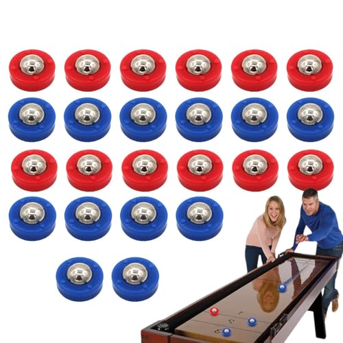 Bexdug Kleine Shuffleboard-Ersatzpucks,Kleine Shuffleboard-Pucks,24 Stück Pucks für Shuffleboard-Spiele für den Innenbereich | Pucks für Indoor-Shuffleboard-Spiele, lustiges Tischgeräte-Rollenset, von Bexdug