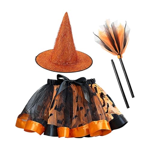 Bexdug Kleinkind Hexenkostüm, Mädchen Halloween Tutu Kleid Hexe, /Set Kleinkind Hexenkostüm Halloween, Hexenkostüm-Zubehör für Mädchen, einschließlich Hexenhut und Besen-Tutu für Kleinkinder von von Bexdug