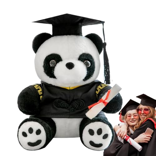 Bexdug Niedlicher Panda Plüsch, Abschlusspanda Stoffed Animal - Panda Plüschpuppe Stofftiere | Kinderspielzeug weiche Puppe mit & Zertifikat, Klasse von 2025 Dekoration für Grundschule & College von Bexdug