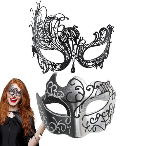 Bexdug Paar-Maskerade-Maske-Set,Maskerade-Maske-Paare-Set,2X Vintage Gesichtsbedeckungen | Glitzerndes Kostüm-Masken-Set, Urlaubszubehör für Bühnenauftritte von Bexdug