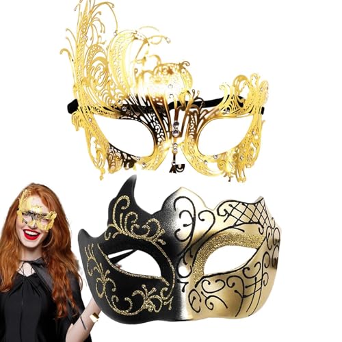 Bexdug Paar-Maskerade-Maske-Set,Maskerade-Maske-Paare-Set | Retro-Spitzen-Augenbinde,Glitzerndes Kostüm-Masken-Set, Urlaubszubehör für Bühnenauftritte von Bexdug