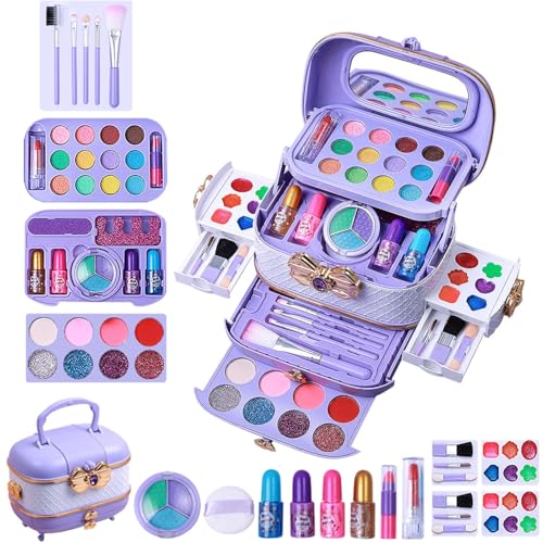 Bexdug Play Make-up-Sets, Kinder-Make-up-Set-Spielzeug | Princess Toys Echtes Kosmetikset - Kinderkosmetik-sicheres waschbares Set 57X für kleine Mädchen für Teenager-Geburtstagsspiele von Bexdug