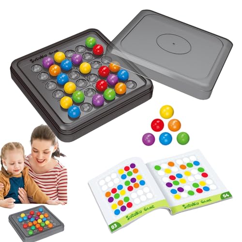 Bexdug Regenbogen-Perlen-Puzzle, buntes Perlen-Puzzle-Brett | Lustiges Puzzle-Sudoku-Matching-Spielzeug mit farbigen Perlen - Regenbogenperlen-Interaktionsspiel, pädagogische Matching-Spiele für von Bexdug