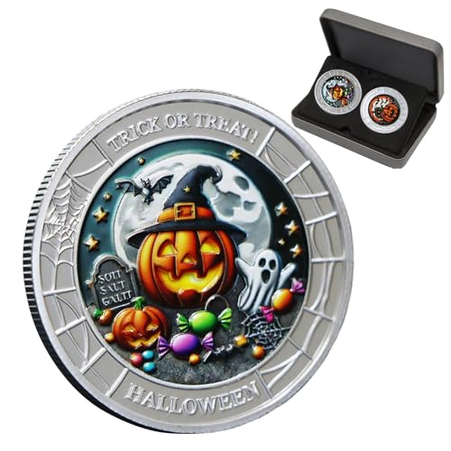 Bexdug Seltene Münze für Sammler, Halloween, lustige Metall-Herausforderungsmünze – Neuheit Andenken für festliche Dekoration, Männer, Frauen, Erwachsene, Kinder, Party, Gastgeschenk, Heimdisplay Bexdug Seltene Münze für Sammler, Halloween, lustige Metall-Herausforderungsmünze – Neuheit Andenken für festliche Dekoration, Männer, Frauen, Erwachsene, Kinder, Party, Gastgeschenk, Heimdisplay von Bexdug