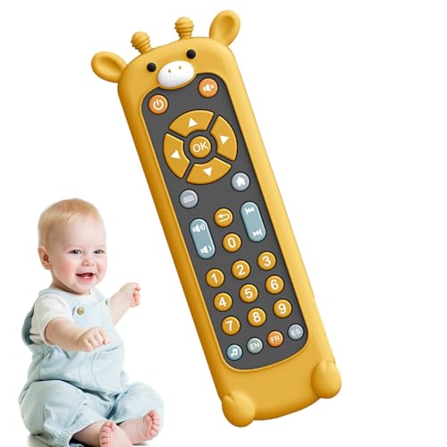 Bexdug TV-Fernbedienungsspielzeug für Babys,Fernbedienungsspielzeug für Kleinkinder - Niedliches Lern-Musikspielzeug in Tierform,3 Sprachen (Englisch, Spanisch und Französisch) Lernspielzeug mit von Bexdug