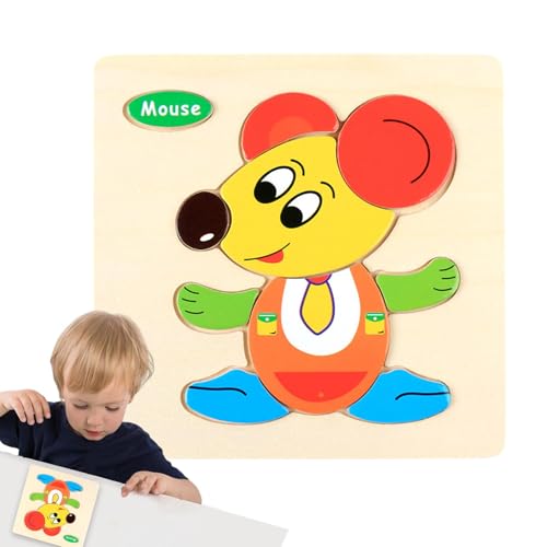 Bexdug Tierpuzzles für Kinder,Tier-Holzpuzzles | Holzpuzzle Buntes Tier-Blockpuzzle - Unterhaltsame Puzzlespiele, Lernspielzeug für und Mädchen im Vorschulalter von Bexdug