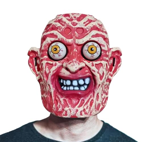 Bexdug Totenkopf-Gesichtsbedeckung, Skelett-Gesichtsbedeckung, Gruseliger, explosiver Augen-Zombie-Skelett-Grusel-Gesichtsschutz, Augapfel-Maskerade-Verkleidung, Halloween-Performance-Requisiten für von Bexdug