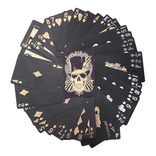 Bexdug Totenkopf-Spielkarten,Schwarze Spielkarten | PVC-Pokerkarten-Kartenspiel mit Totenkopf-Motiv,Spielkarten aus glatter Folie mit Aufbewahrungsbox für Texas Holdem, Poker, Go Fish, von Bexdug