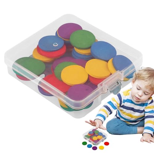 Bingo -Markier -Chips, Mathematikzähl Chips,Runde Holzmathematik -Spielset 50 Stücke | Brain Developmental Toy School Unterrichtsvorräte für Zuhause, Schule, Reisen von Bexdug