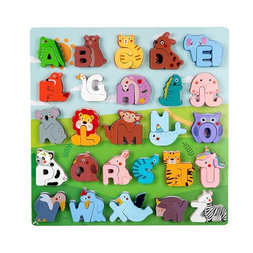 Buchstaben-Tier-Puzzles,Holz-Alphabet-Tier-Puzzles | Passendes Holzpuzzlespiel - Holz-Alphabet-Puzzle für Kinder, Mädchen, von Bexdug