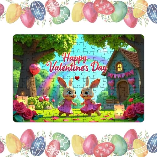 Hasen-Puzzle für Kinder, 130 x Happy Valentine's Day, Gehirn-Herausforderung, schönes Gehirn-herausforderndes Puzzle für Erwachsene und Familien von Bexdug